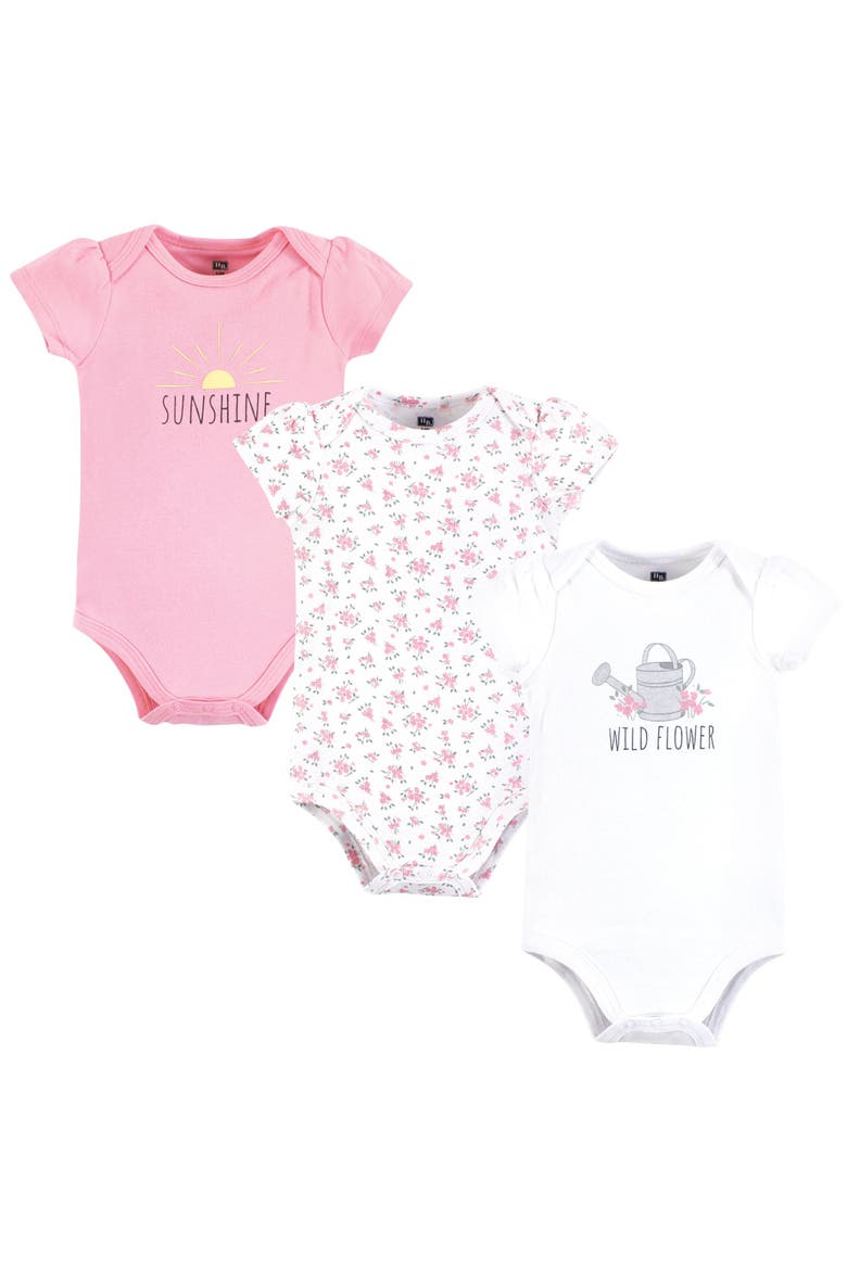 Essential Three-Piece Set of Cotton Bodysuits, Main, color, Wild Flower Garden