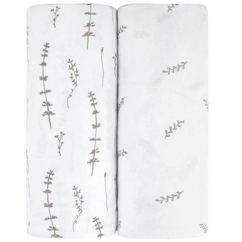 ZZDNU Crib Sheet Set Baby Fitted Crib Sheet Set 2 Pack in Forest Grey Leaf  product