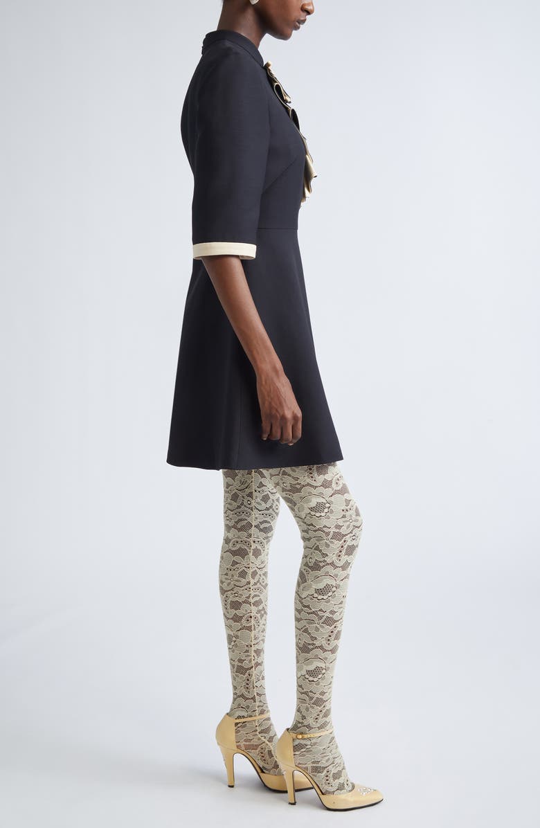 Valentino Garavani Solid Bow Ruffle Crepe Couture, Alternate, color, Black/ Light Hazelnut