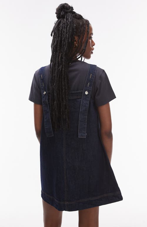 Topshop Denim Pinafore Minidress In Indigo