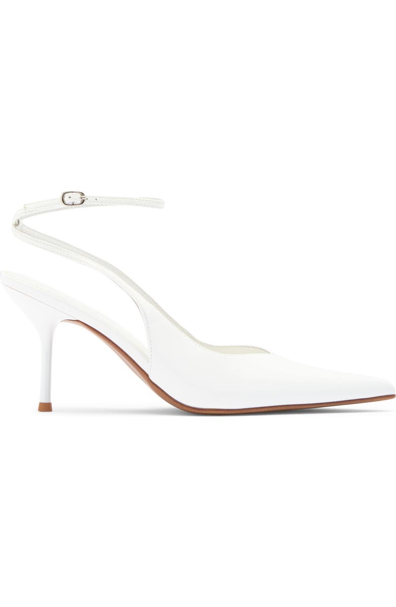 Jeffrey Campbell Executive Ankle Strap Pointed Toe Slingback Pump, Alternate, color, White Patent
