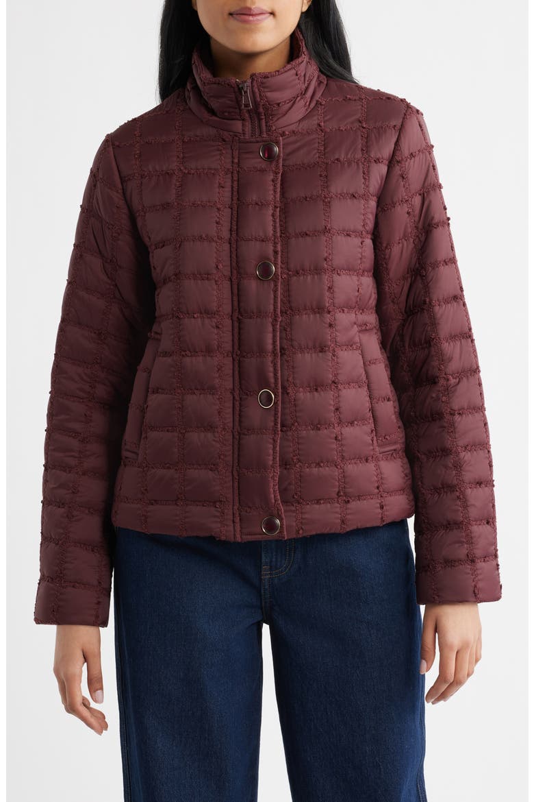 Short Quilted Jacket, Alternate, color, BURGUNDY