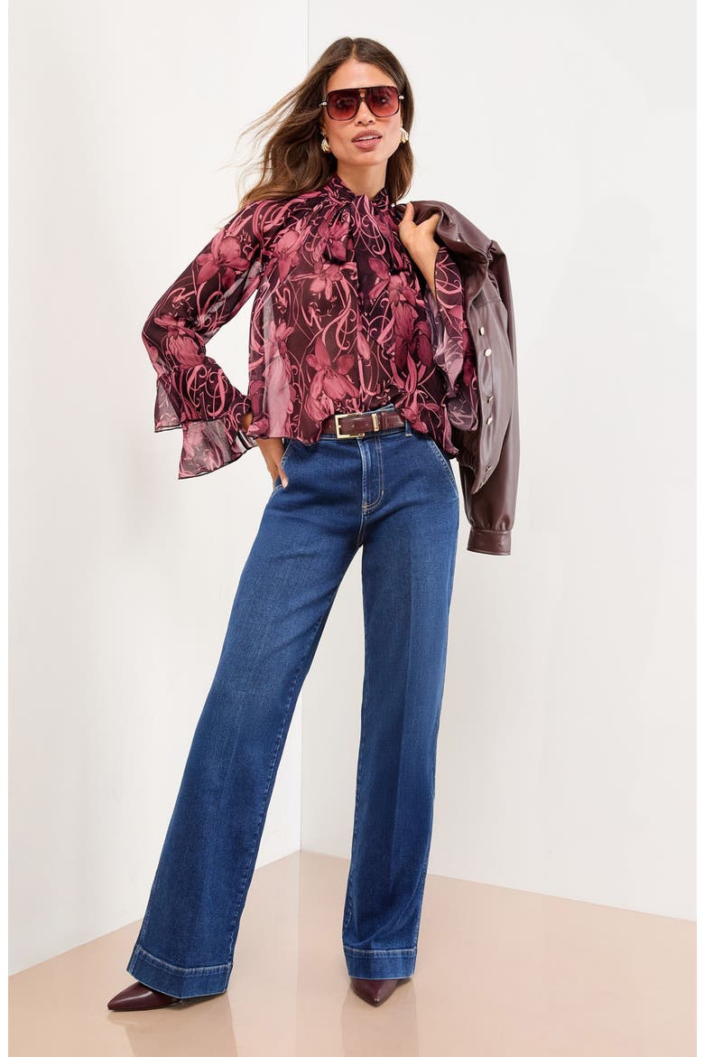 Floral Tie Neck Top, Alternate, color, PINK