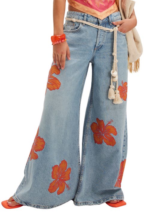 Palisades Flower Power Wide Leg Jeans