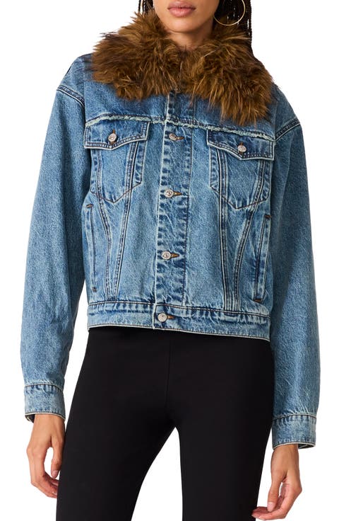 Marky Faux Fur Collar Denim Jacket