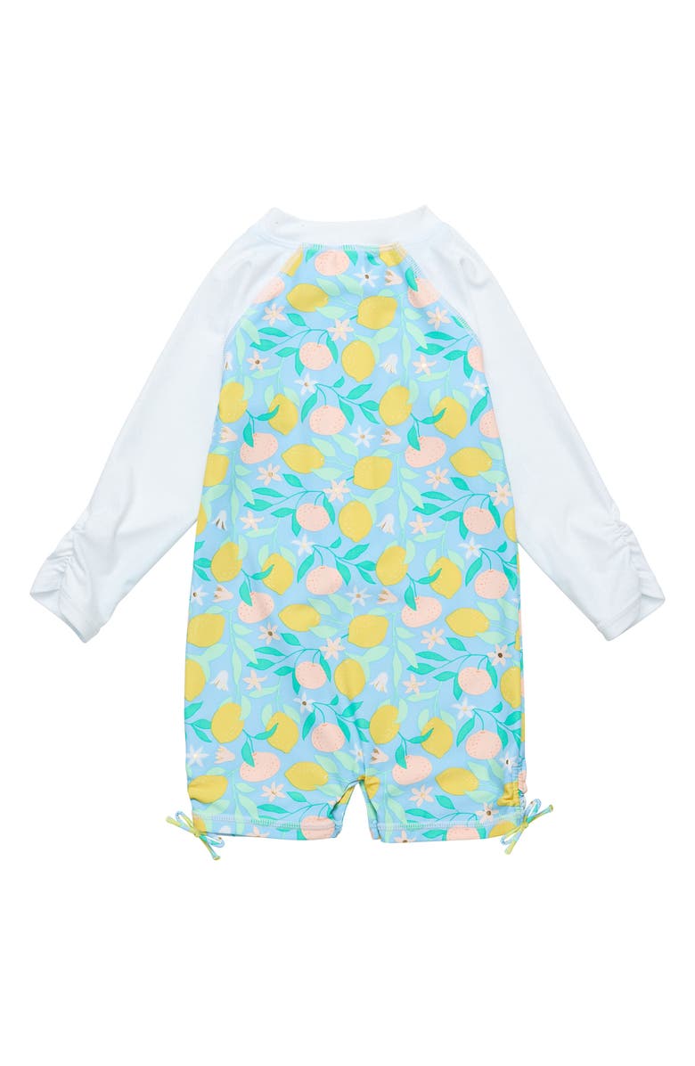 Snapper Rock Lemon Drops Long Sleeve Sun Romper, Alternate, color, Blue Yellow Multi