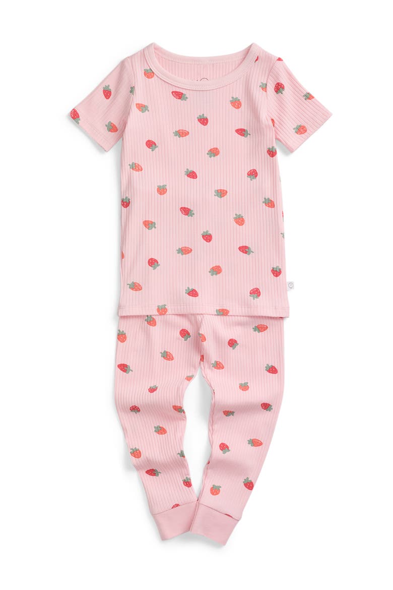 Ribbed Print Pyjama Set, Main, color, Strawberry Crystal Rose