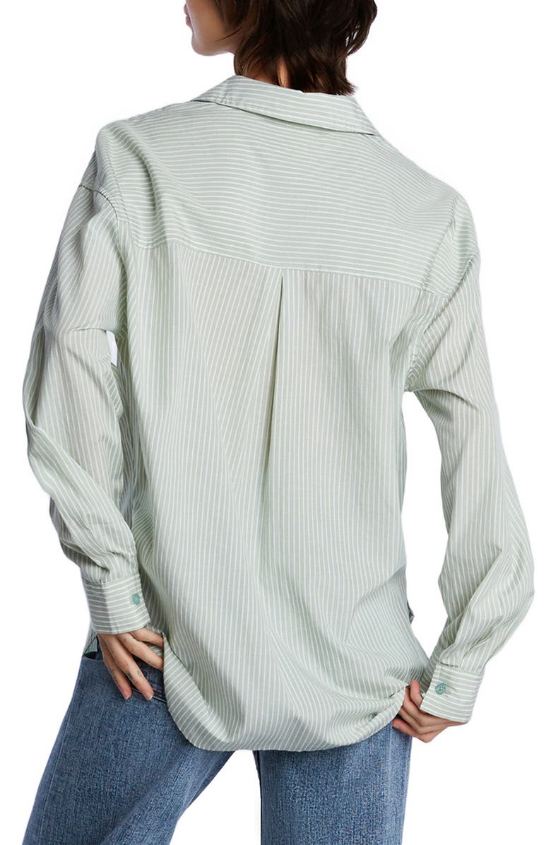 Wash Lab Denim Oversize Stripe Shirt, Alternate, color, Sage Stripe