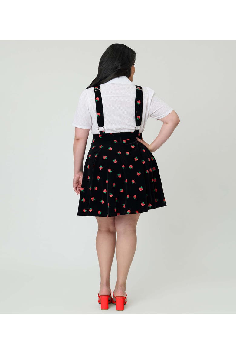 Plus Size Brionne Pinafore Skirt, Alternate, color, Black W/ Strawberries