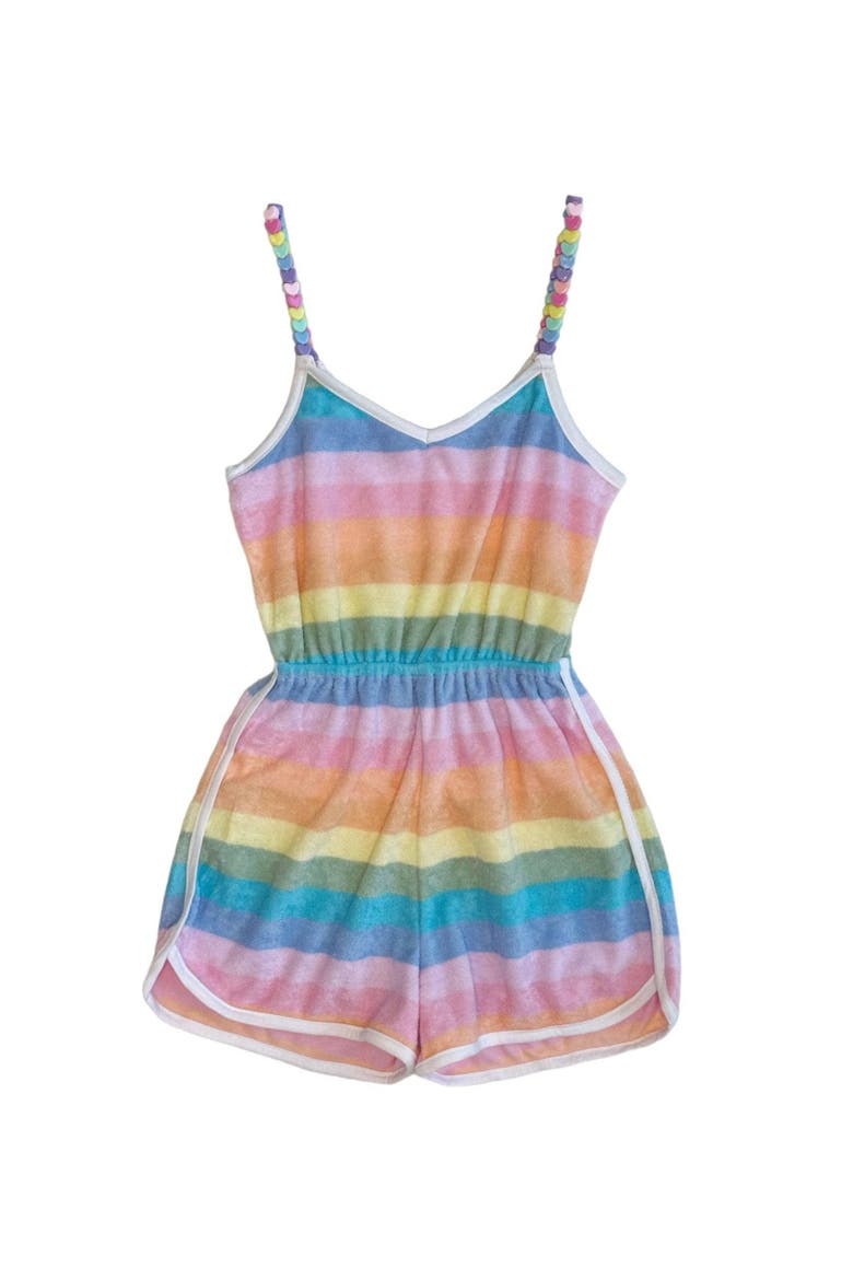 Pastel Ombré Beaded Hearts Romper, Main, color, OMBRE PINK