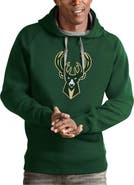 ANTIGUA Men's Antigua Green Milwaukee Bucks Team Logo Victory Pullover Hoodie