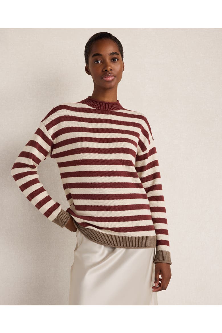 Organic Cotton Heritage Striped Roll Neck Sweater, Main, color, Chantrelle/Garnet/Carbon