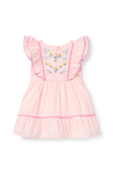Embroidered Floral Ruffle Dress (Toddler, Little Kid, Big Kid)