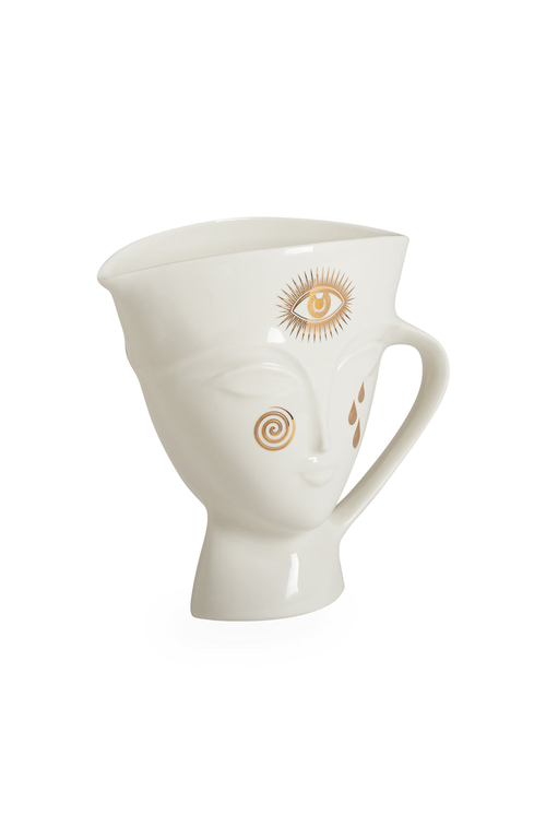 Jonathan Adler Gilded Giulette Pitcher In White/gold