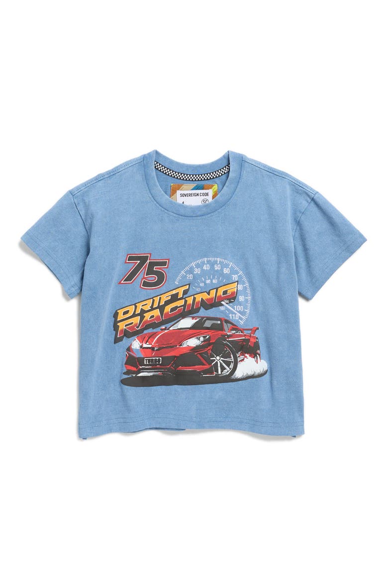 Kids' Alert Drift Racing Graphic T-Shirt, Main, color, CORONET BLUE/ DRIFT