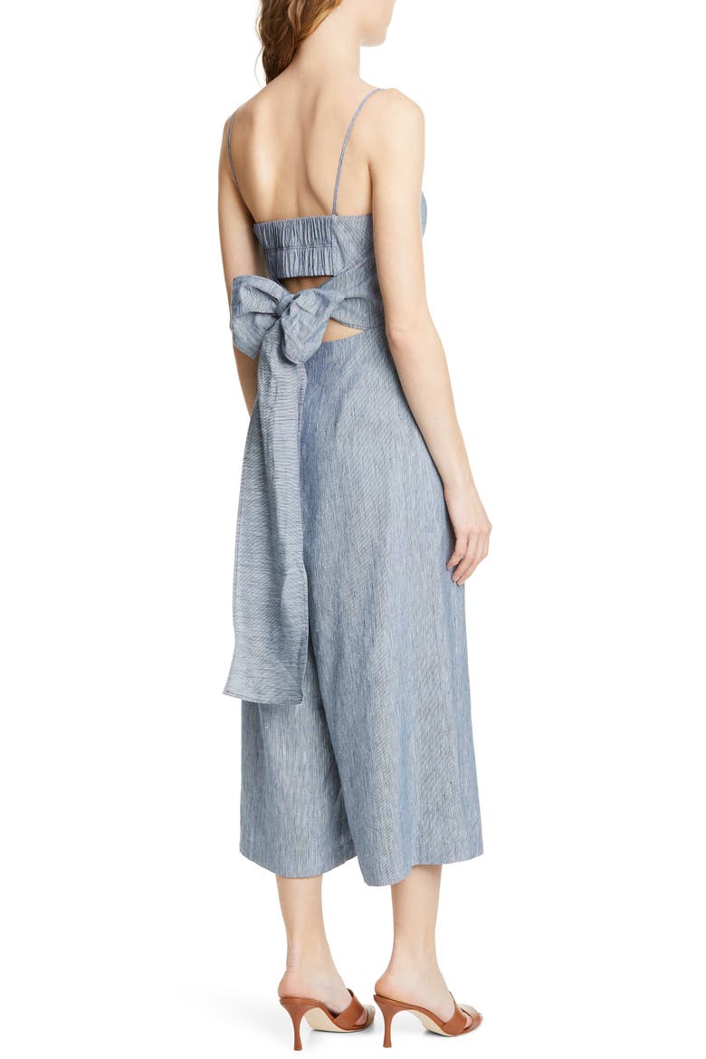 Dalennah Linen Blend Jumpsuit, Alternate, color, AQUAMARINE/ WHITE MULTI