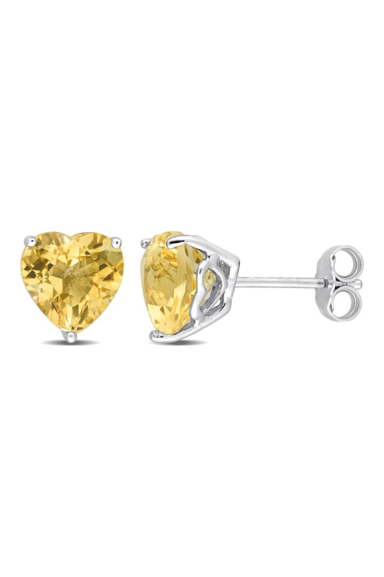 Heart Cut Citrine Stud Earrings, Main, color, YELLOW