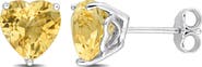 DELMAR Heart Cut Citrine Stud Earrings