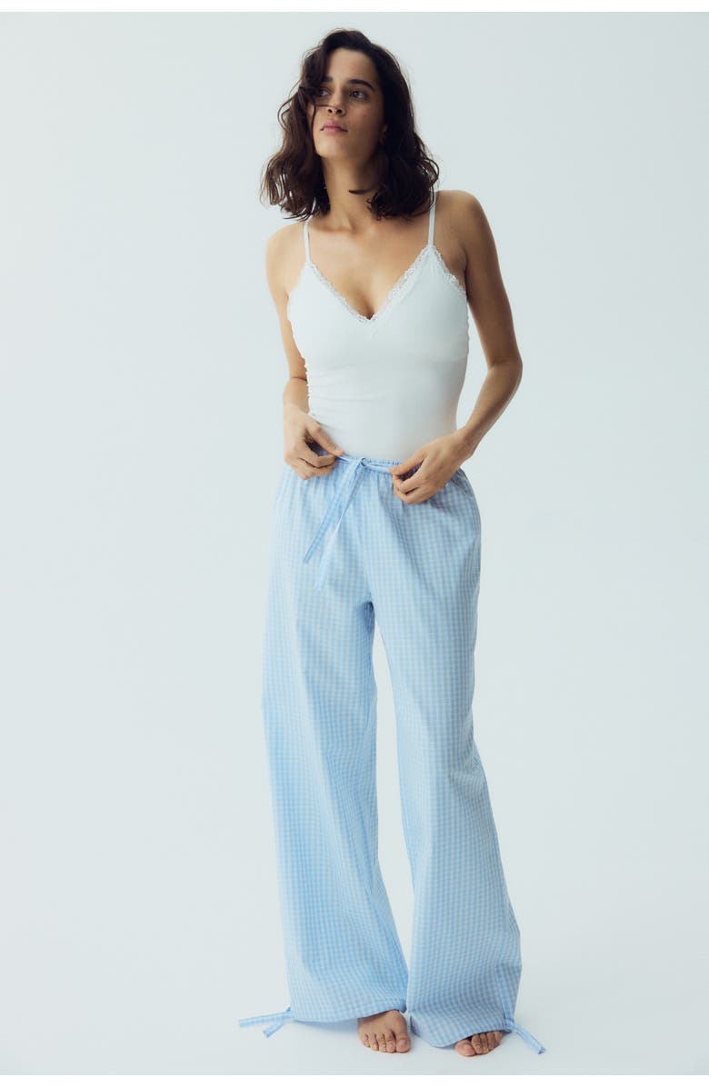 H&M Cotton Pyjama Bottoms, Alternate, color, Light Blue/Checked