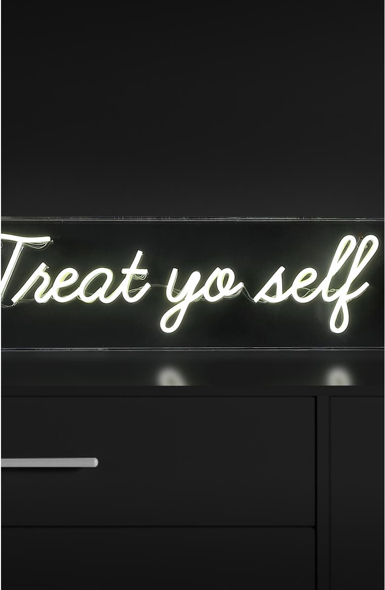 JONATHAN Y Treat Contemporary Glam Acrylic Box USB Operated LED Neon Light, Alternate, color, White