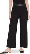 Lysse Denver Faux Leather Waist Ponte Wide Leg Pants