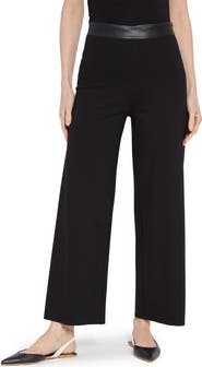 Lysse Denver Faux Leather Waist Ponte Wide Leg Pants