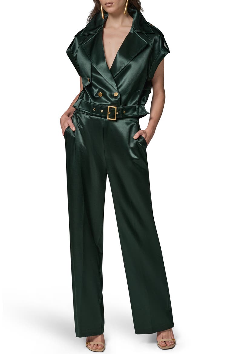 Double Breasted Belted Vest, Alternate, color, BLACK FOREST