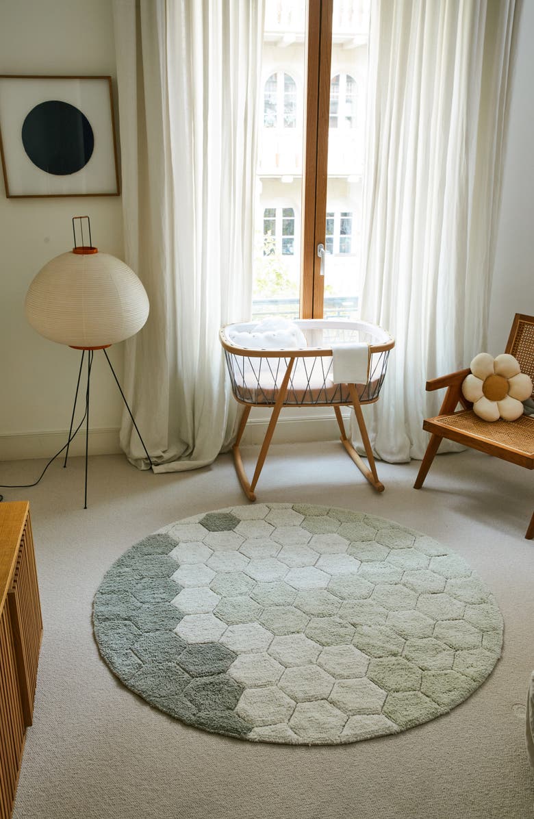 Lorena Canals Honeycomb Washable Cotton Blend Round Rug, Alternate, color, Blue Sage