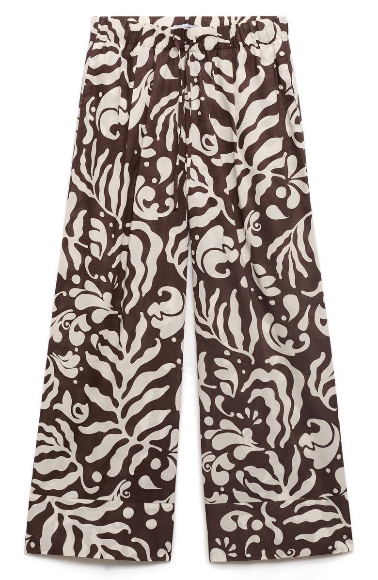 MANGO Print Cotton Pants, Alternate, color, Brown