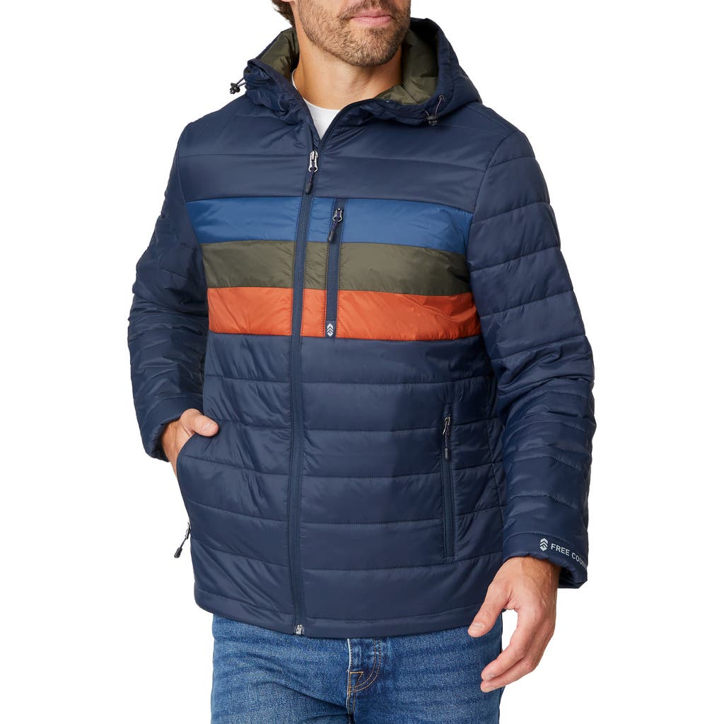 Free Country Colorblock Puffer Jacket In Blue