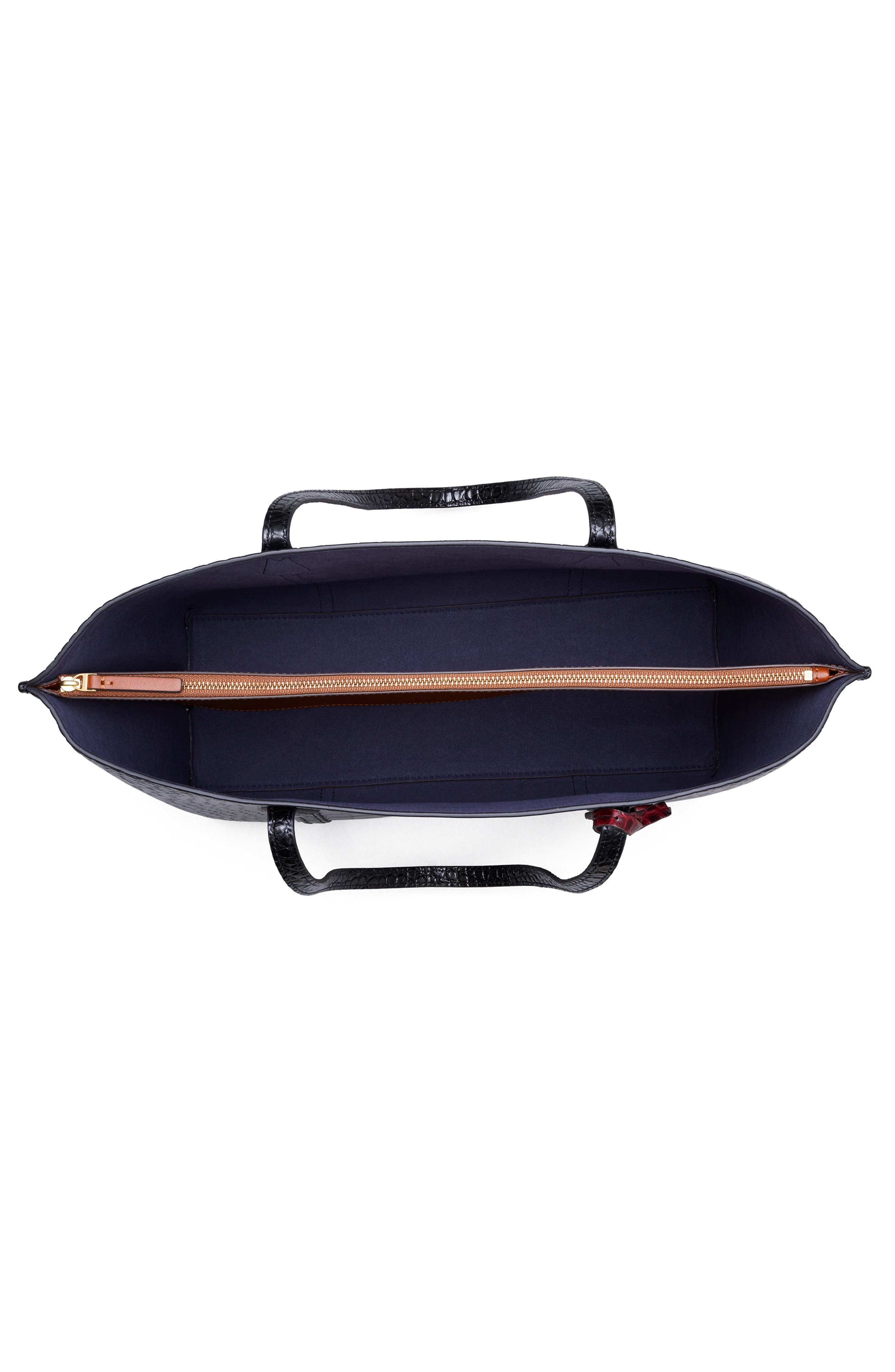 Tory Burch Perry Croc Embossed Leather Tote, Alternate, color, 