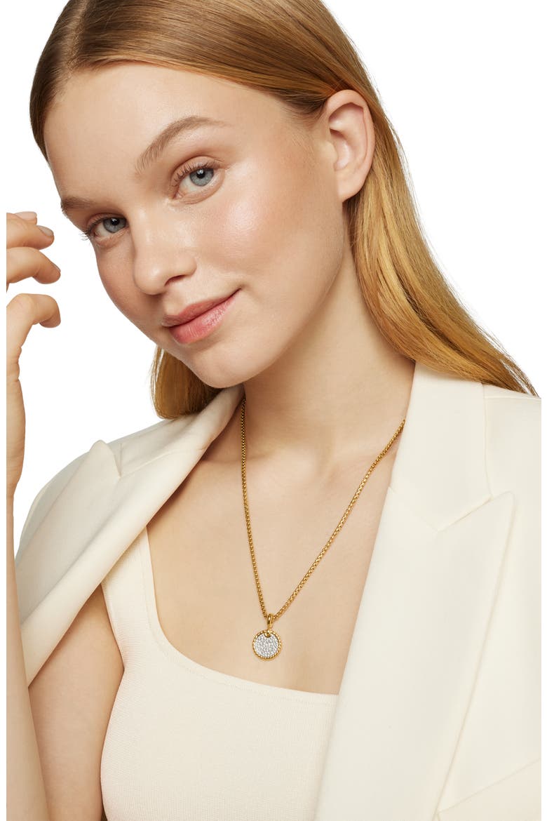 Elements Disc Pendant in 18K Yellow Gold with Pavé Diamonds, Alternate, color, DIAMOND/ YELLOW GOLD