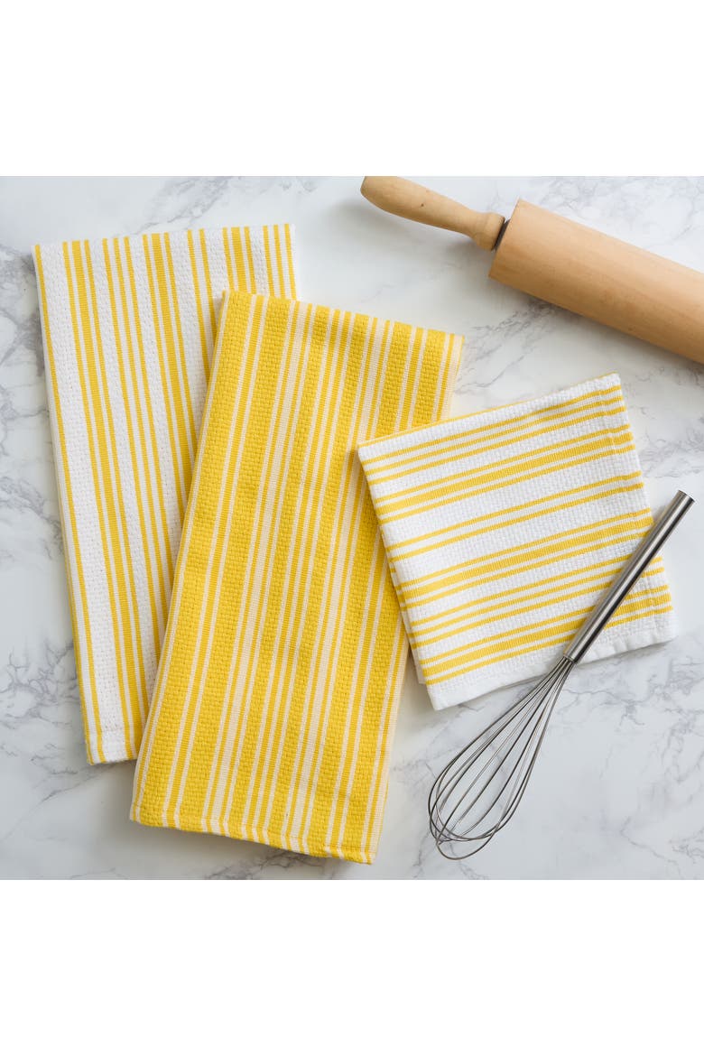 Yarrow Yellow Stripe Heavyweight Kitchen Set of 3, Alternate, color, Yarrow Yellow