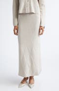 Max Mara Diamond Stitch Cashmere Midi Sweater Skirt