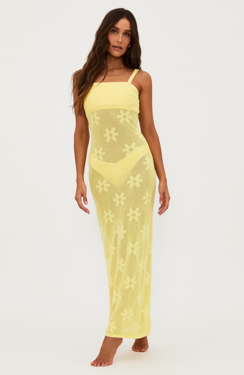 Beach Riot Conrad Sheer Cover-Up Maxi Dress, Alternate, color, Butter Blo