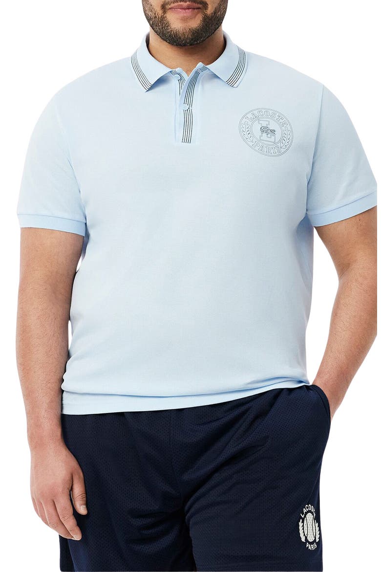 Croc Embroidered Cotton Piqué Polo, Main, color, LIGHT BLUE
