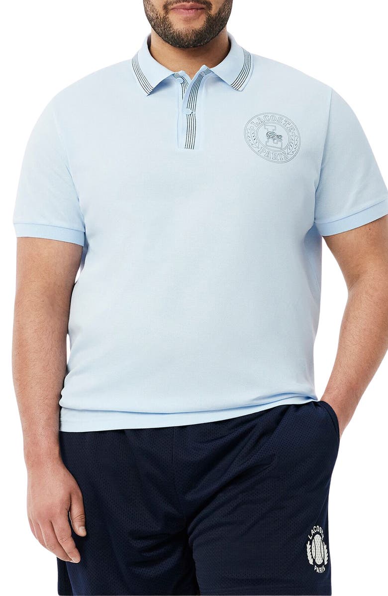 Lacoste Croc Embroidered Cotton Piqué Polo, Main, color, Light Blue