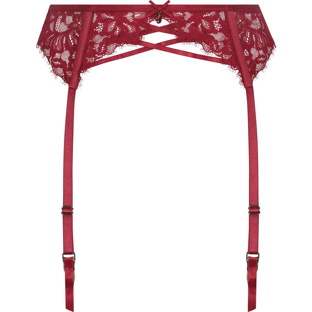 Hunkemoller Hunkemöller Charlotta Lace Trim Garter Belt In Chili Pepper