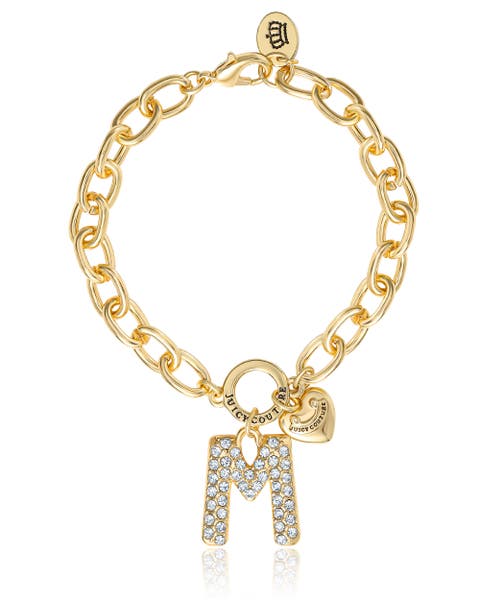Pavé Initial Charm Bracelet, 7.5'' Gold Tone Link