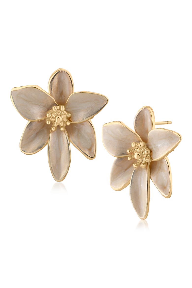 Iris Floral Enamel Statement Earrings (Nordstrom Exclusive), Main, color, WHITE/ GOLD