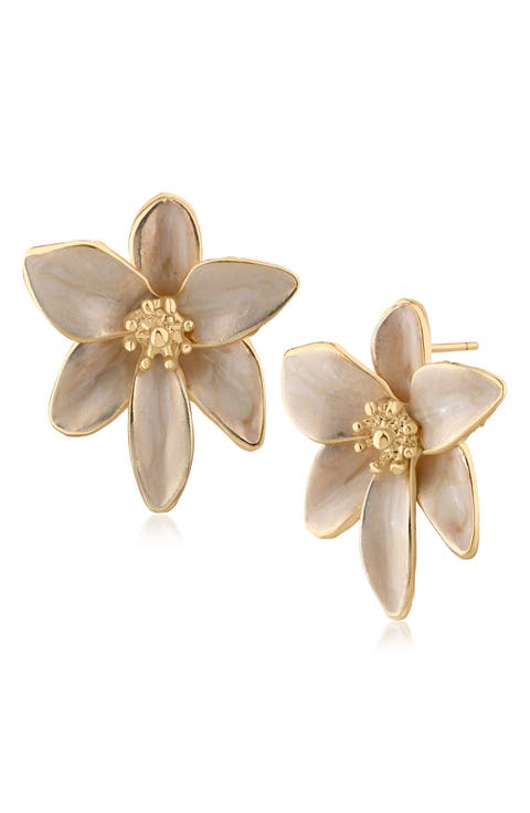 Iris Floral Enamel Statement Earrings
