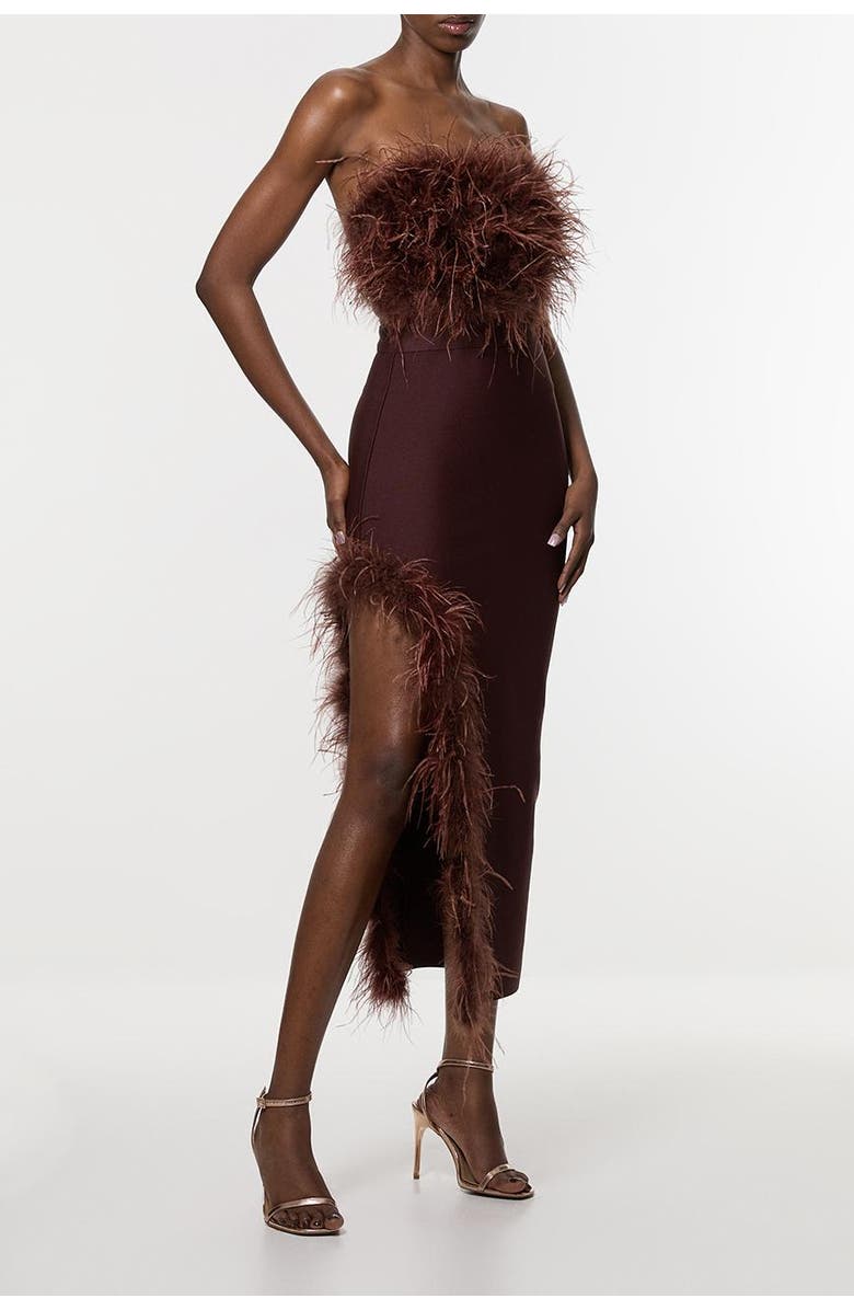 Karen Millen Feather Detail Knit Midi Dress, Alternate, color,