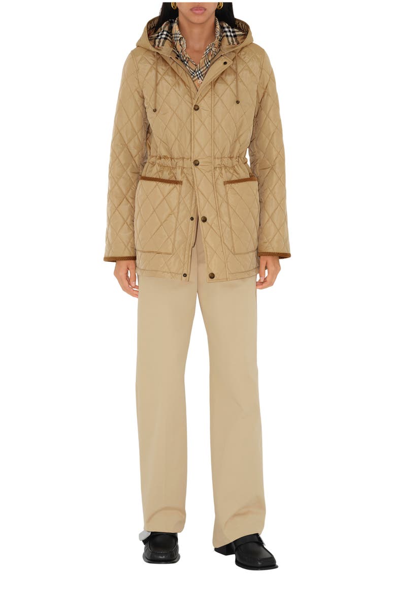 Burberry Quilted Nylon Parka, Main, color, Flax