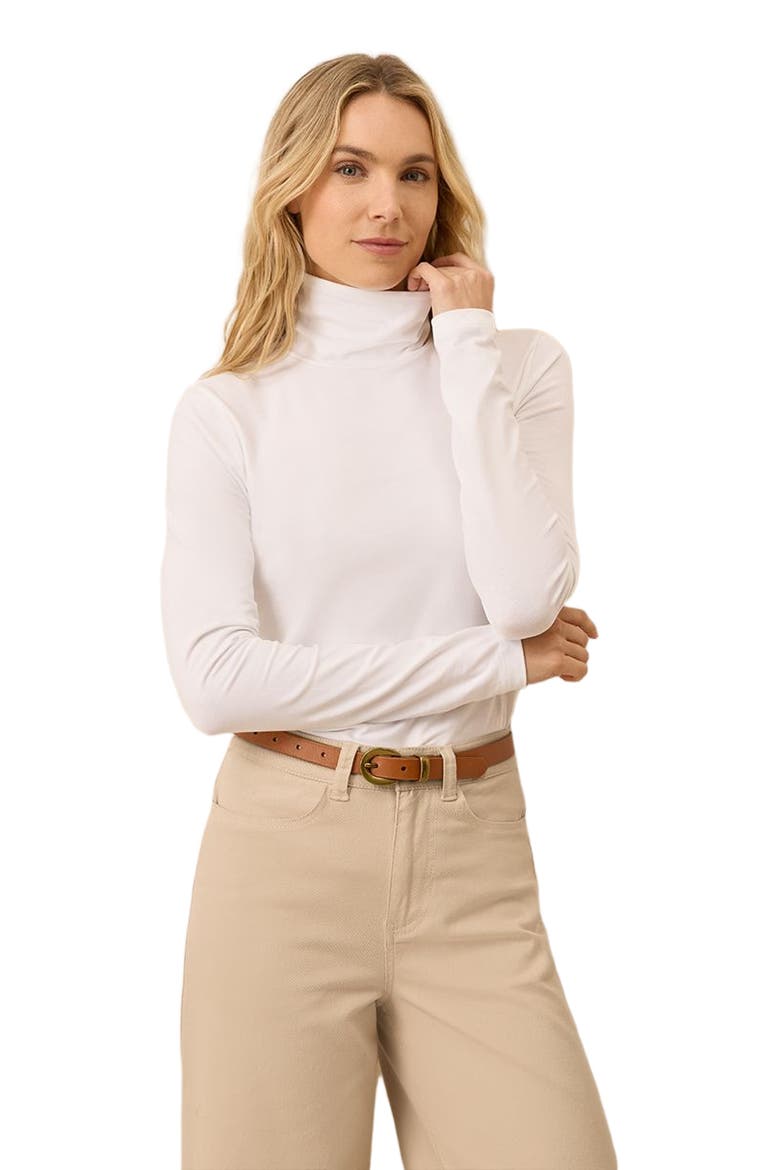 Luxe Stretch Jersey Slim Turtleneck, Alternate, color, White