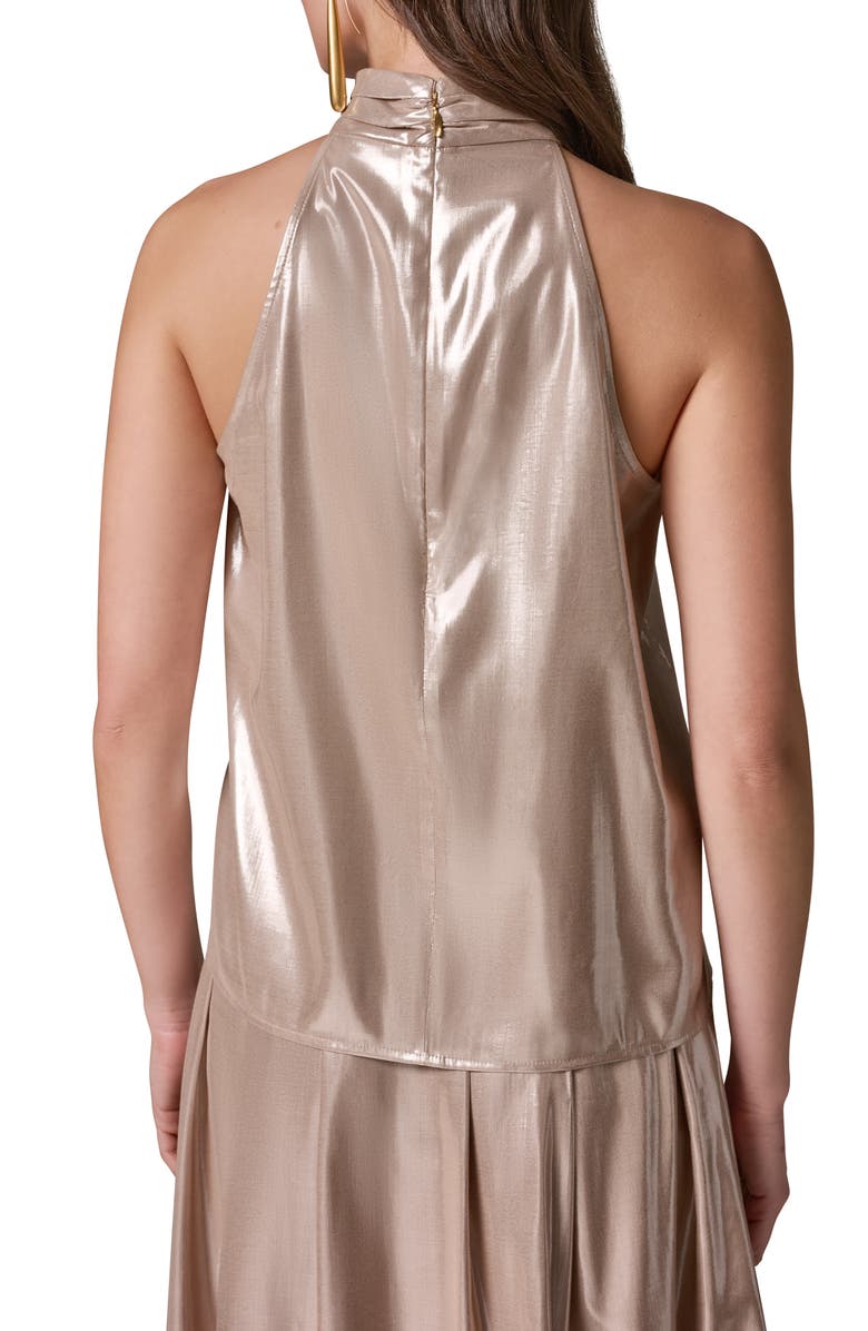 Donna Karan New York Metallic Halter Top, Alternate, color, 