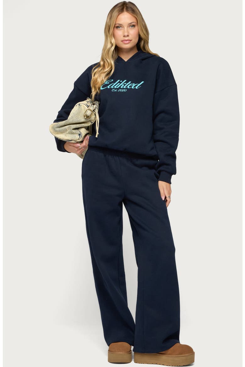 Miss Edikted Wide Leg Sweatpants, Alternate, color, NAVY