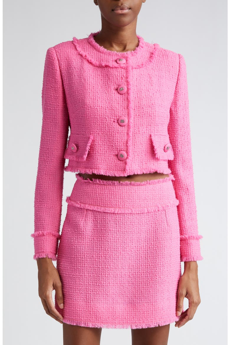 Crop Raschel Tweed Jacket, Main, color, ROSA