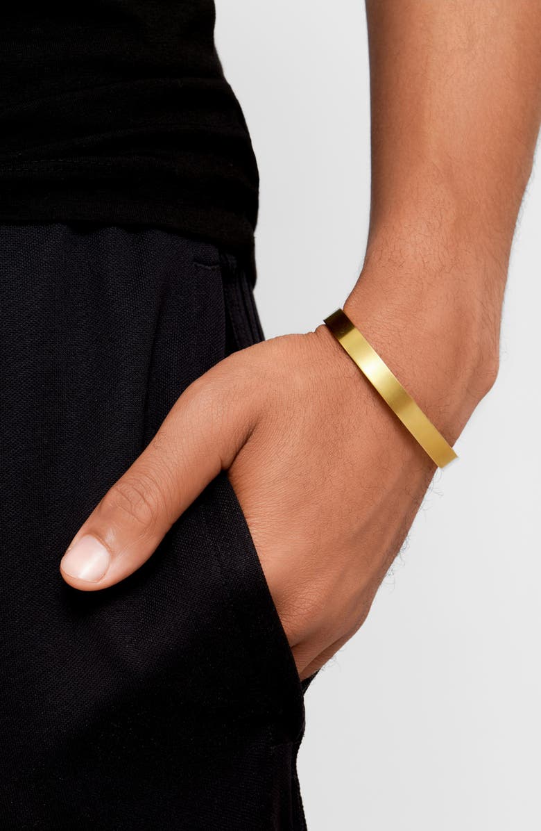 Adornia Men's Dog Tag Pendant Necklace & Cuff Bracelet Set, Alternate, color, Gold