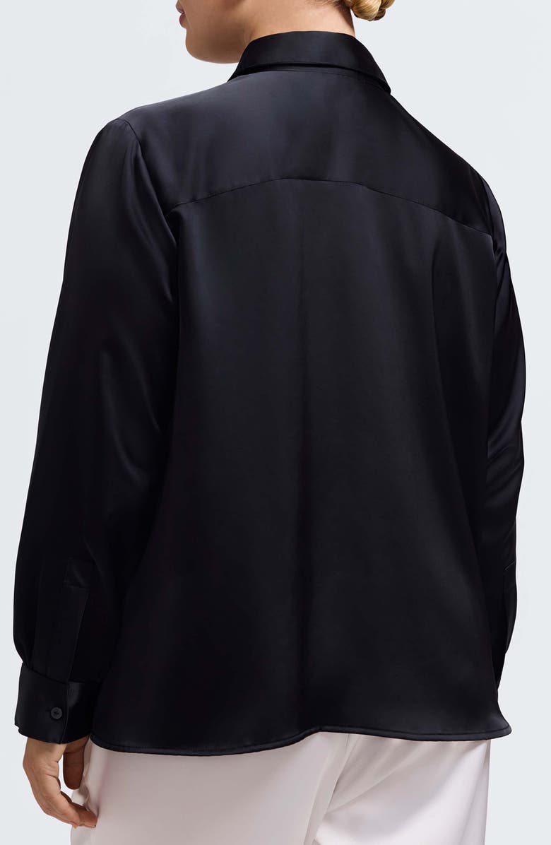Foxcroft Bianca Satin Button-Up Shirt, Alternate, color, Black
