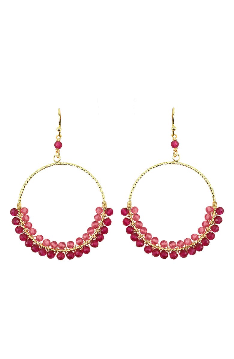 Panacea Fuchsia Beaded Circle Drop Earrings, Main, color, Pink